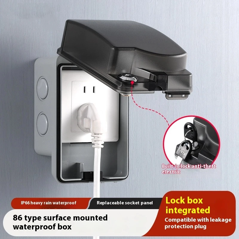 Outdoor Power Socket With Lock - Tomada Externa à Prova d'Água: Caixa